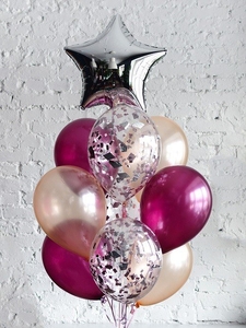 Букет из шаров "Бургунд и серебро"
