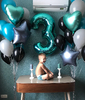 Фонтаны шаров с цифрой "Бирюза"
