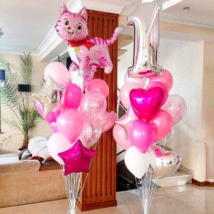 Набор воздушных шаров "Розовая кошка"