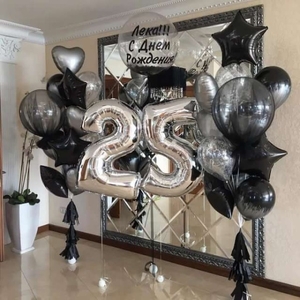 Набор воздушных шаров "Серебро-черный"