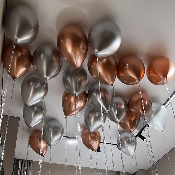 Воздушные шары с гелием под потолок 20 штук серебряный бронзовый