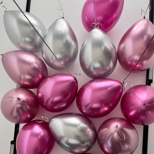 Воздушные шары с гелием под потолок 20 штук фуксия розовый серебро хром