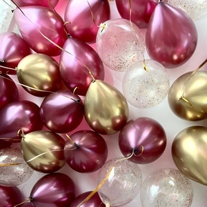 Воздушные шары с гелием под потолок 20 штук бордовый золотой прозрачный с блестками