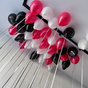 Воздушные шары с гелием под потолок 20 штук, цвет красный белый черный