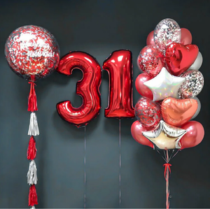 Набор воздушных шаров "С Днем Рождения" красный