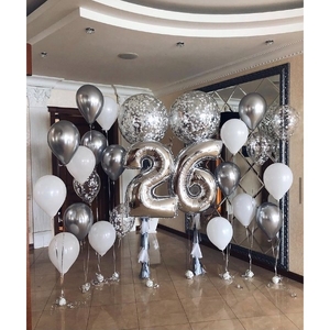 Набор воздушных шаров "Белый - серебро"