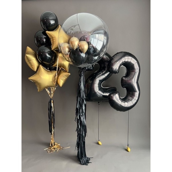 Набор воздушных шаров "Черный-золотой"